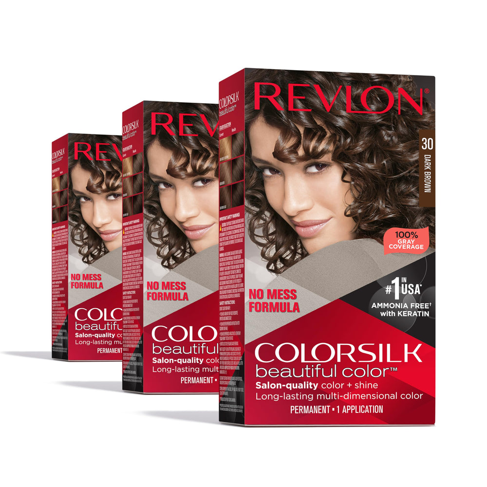 Revlon Colorsilk dark brown 30 shade pack 3 delivers natural-looking color with lasting shine