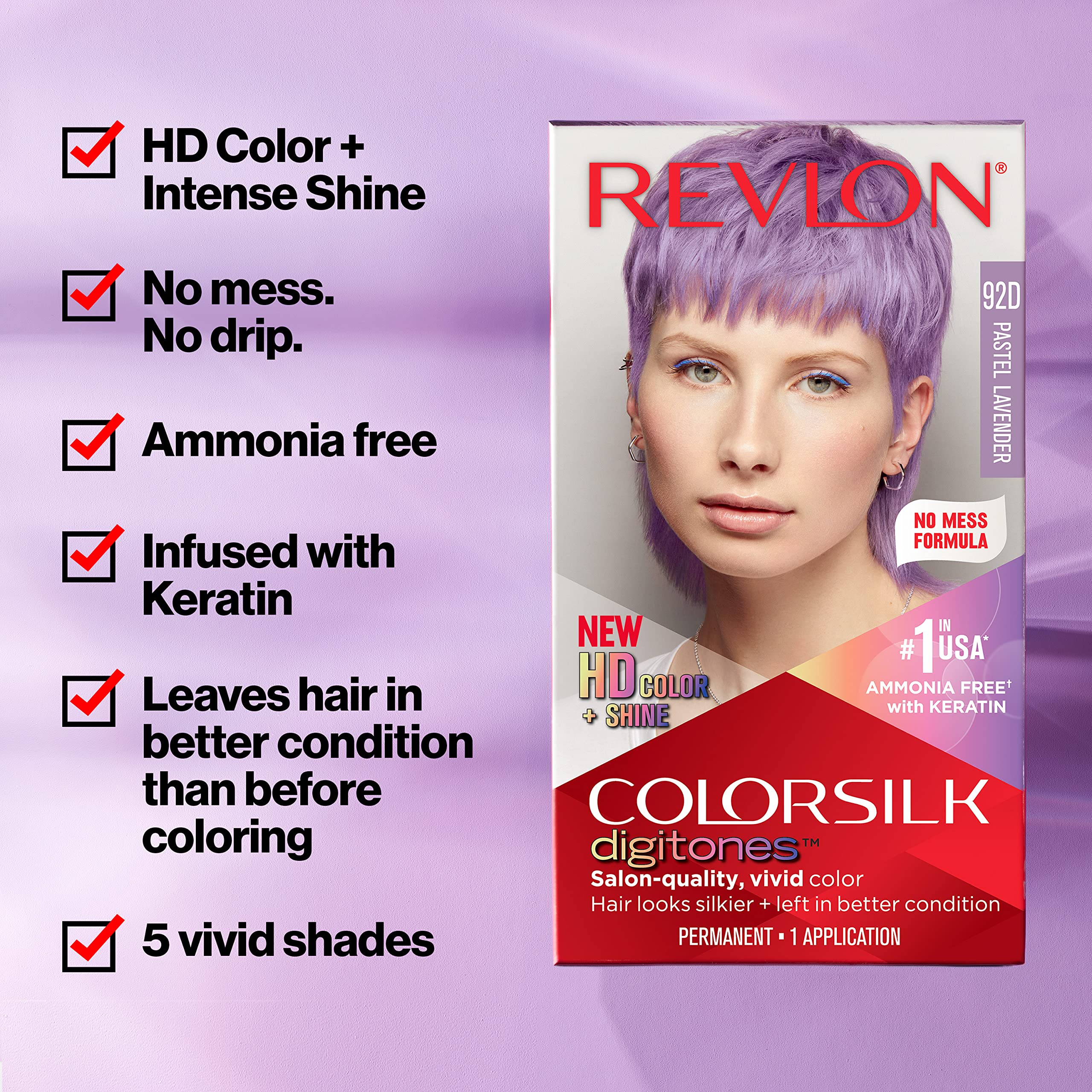 REVLON ColorSilk Digitones aplicación sin goteo para resultados limpios.