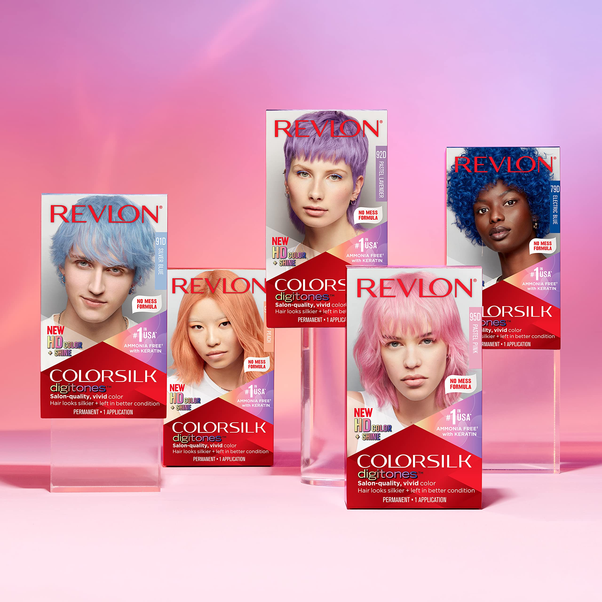 REVLON ColorSilk Digitones fórmula libre de amoníaco cuida el cabello.