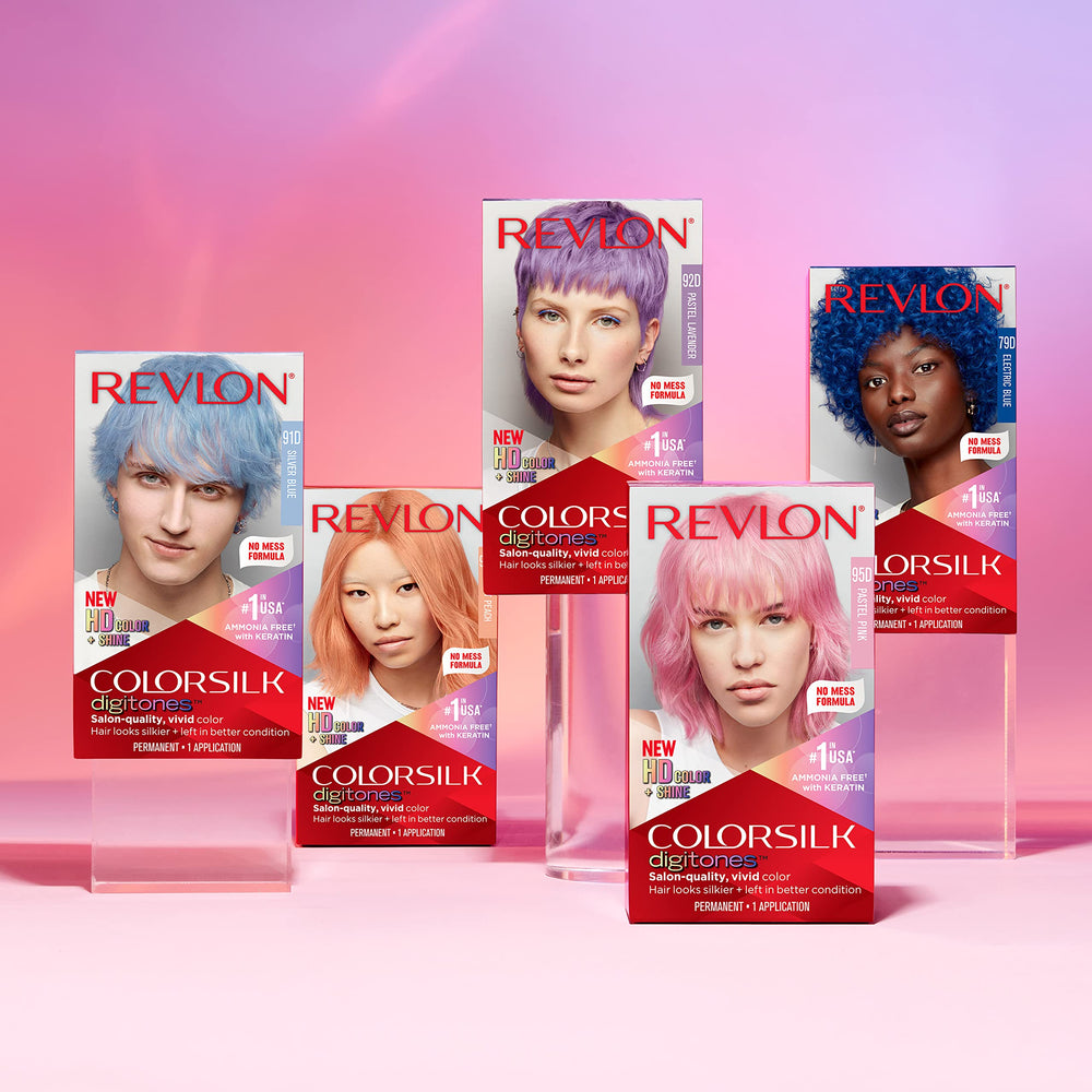 REVLON ColorSilk Digitones fórmula libre de amoníaco cuida el cabello.
