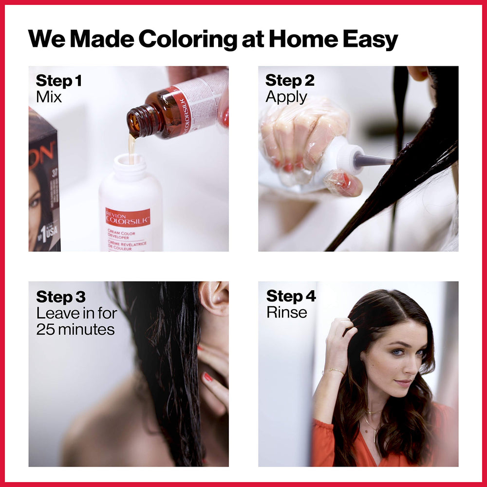 Revlon Colorsilk easy at-home application step visual for DIY color.