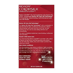 Revlon ColorSilk medium-ash-brown bottle angled to show natural-looking color depth.