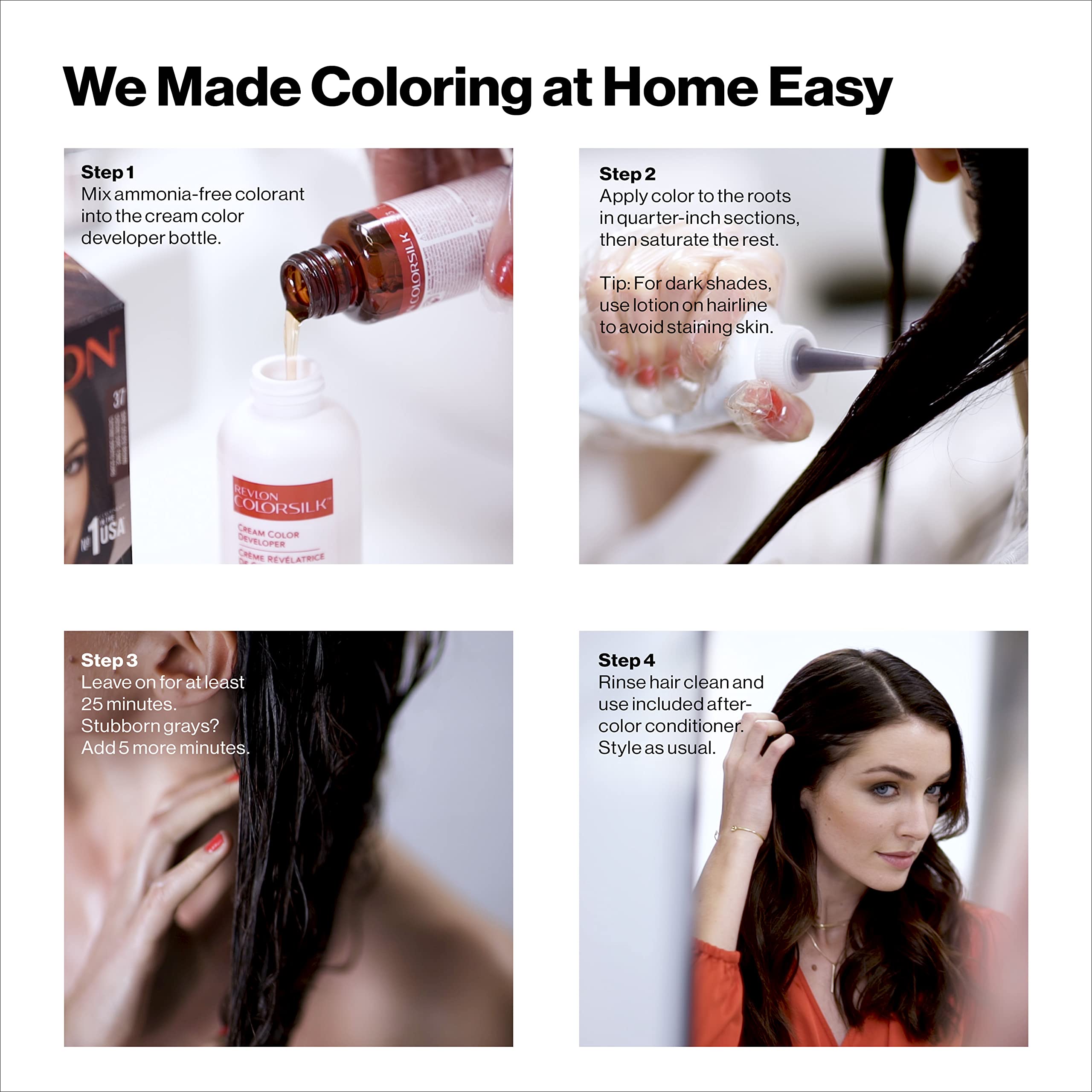 Revlon Colorsilk six-pack image communicates kit quantity for multiple uses