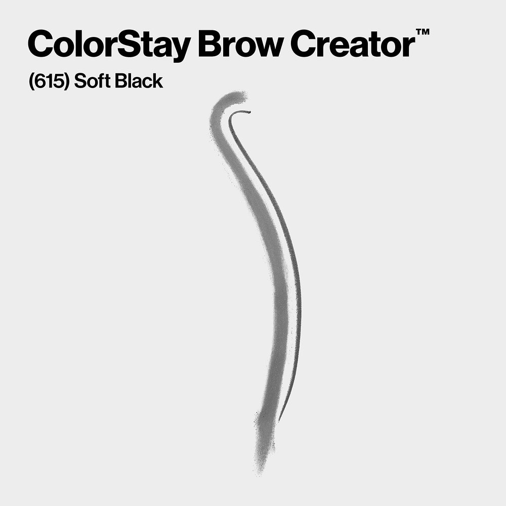 Revlon ColorStay Brow Creator soft black swatch showing buildable color