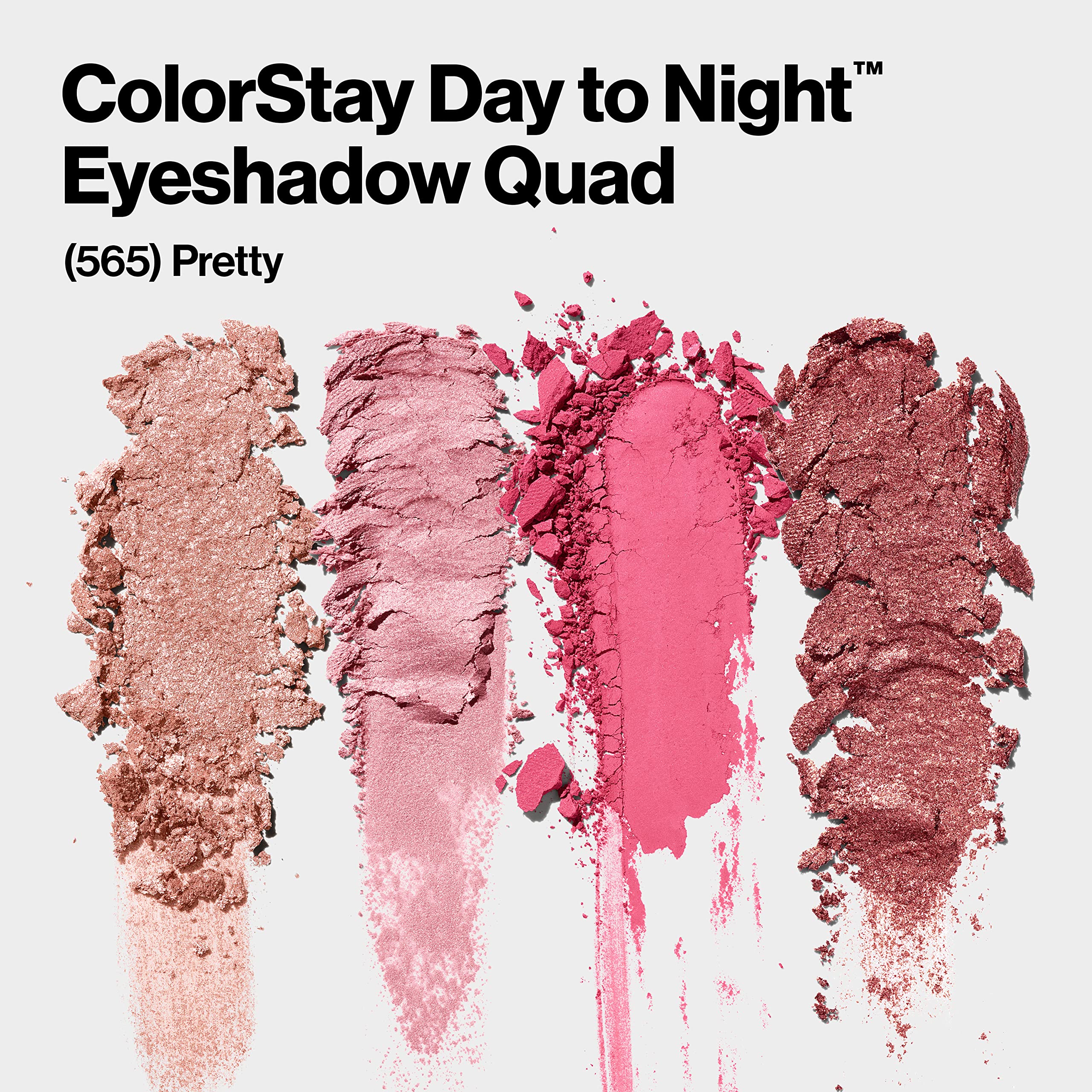 REVLON ColorStay Day to Night Eyeshadow Quad swatches on skin demonstrate buildable payoff.