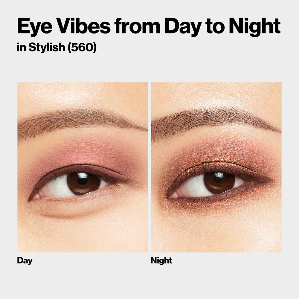 REVLON ColorStay Day to Night Quad bold swatches for statement eyes and impact.