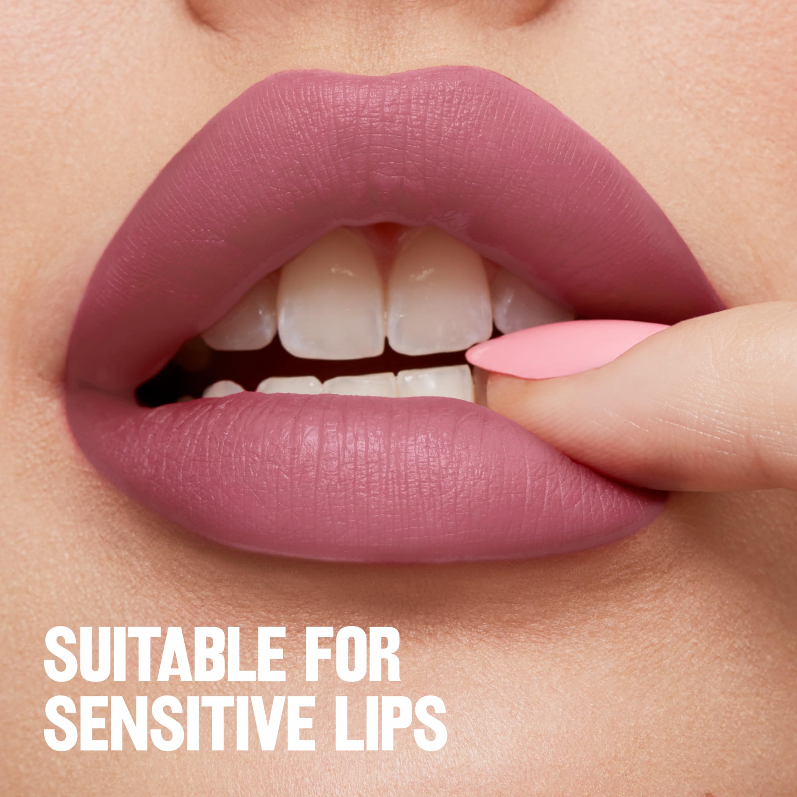 Revlon ColorStay Limitless Matte Lipstick on lips to show smooth matte texture and comfort.