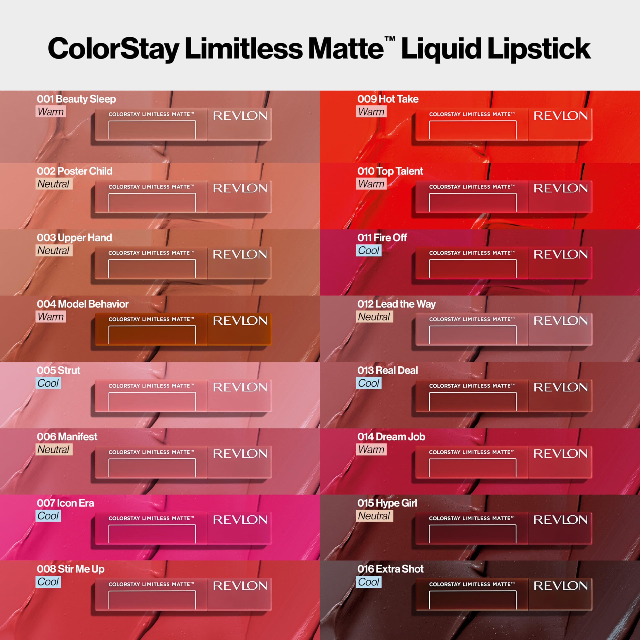 Revlon ColorStay Limitless Matte Icon Era shade swatch on lips for bold look.