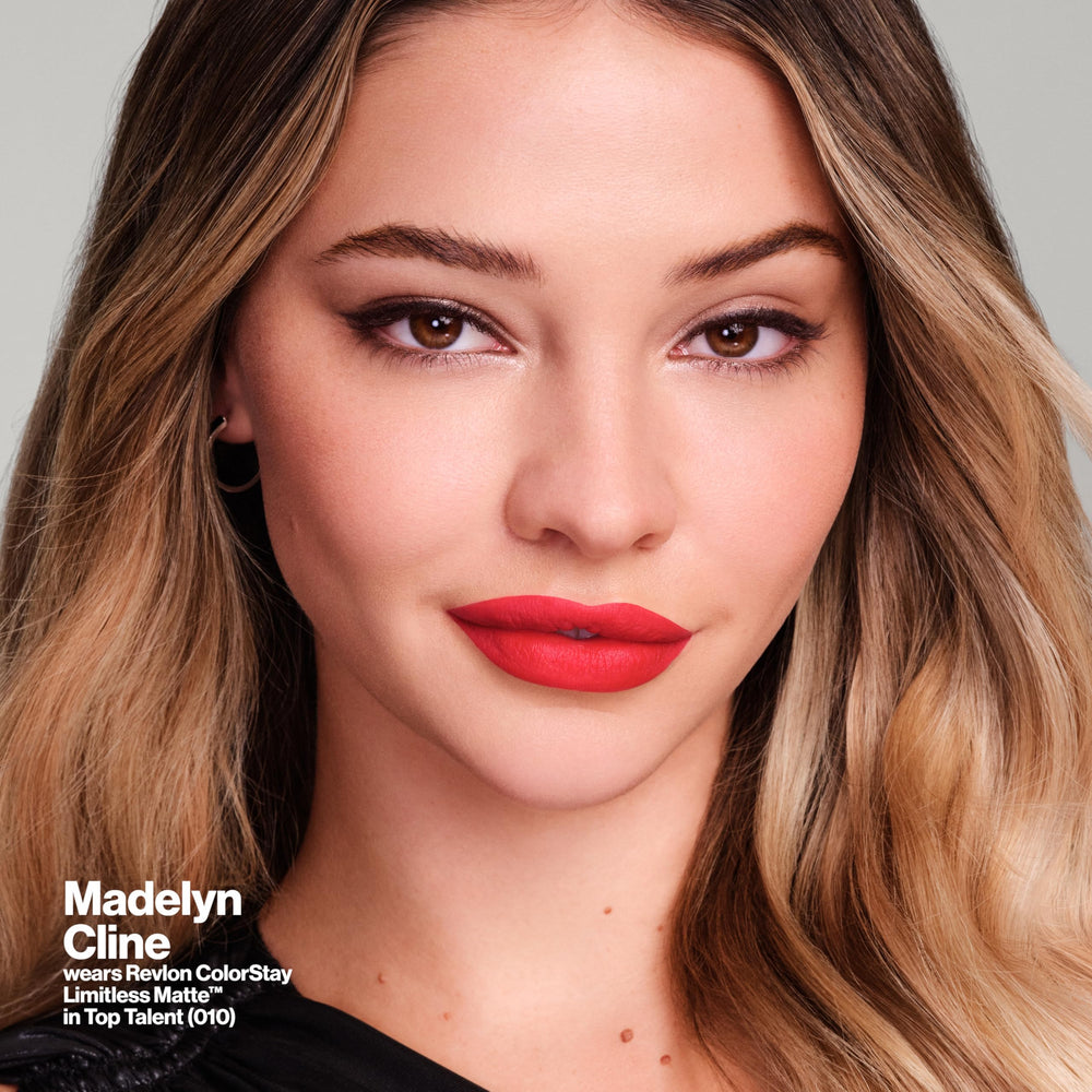 Revlon ColorStay Limitless Matte Lipstick lip close-up with clean lines and vivid pigment.