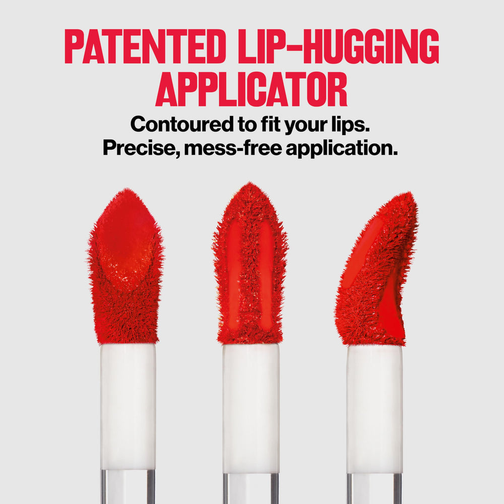 Revlon ColorStay Limitless Matte swatch on skin showing bold color payoff.