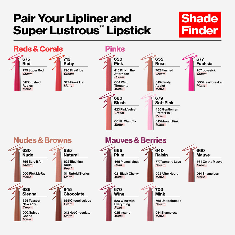 Revlon ColorStay lipliner 14-shades display shows variety for different looks