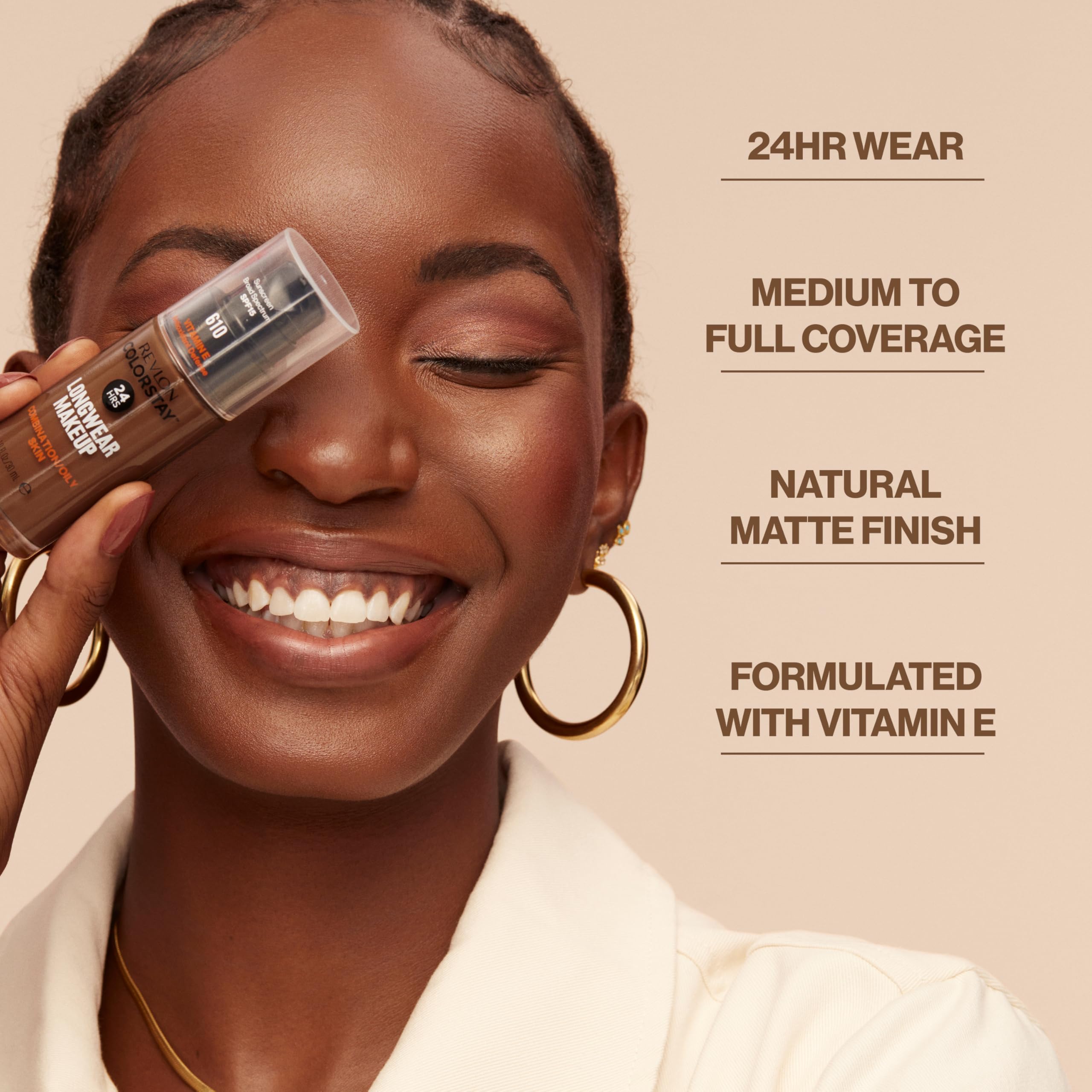 Revlon ColorStay matte finish swatch showing oil-control for combo oily skin