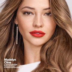 REVLON ColorStay Matte Lite Crayon packaging shot highlights travel-friendly 0.049 oz size.