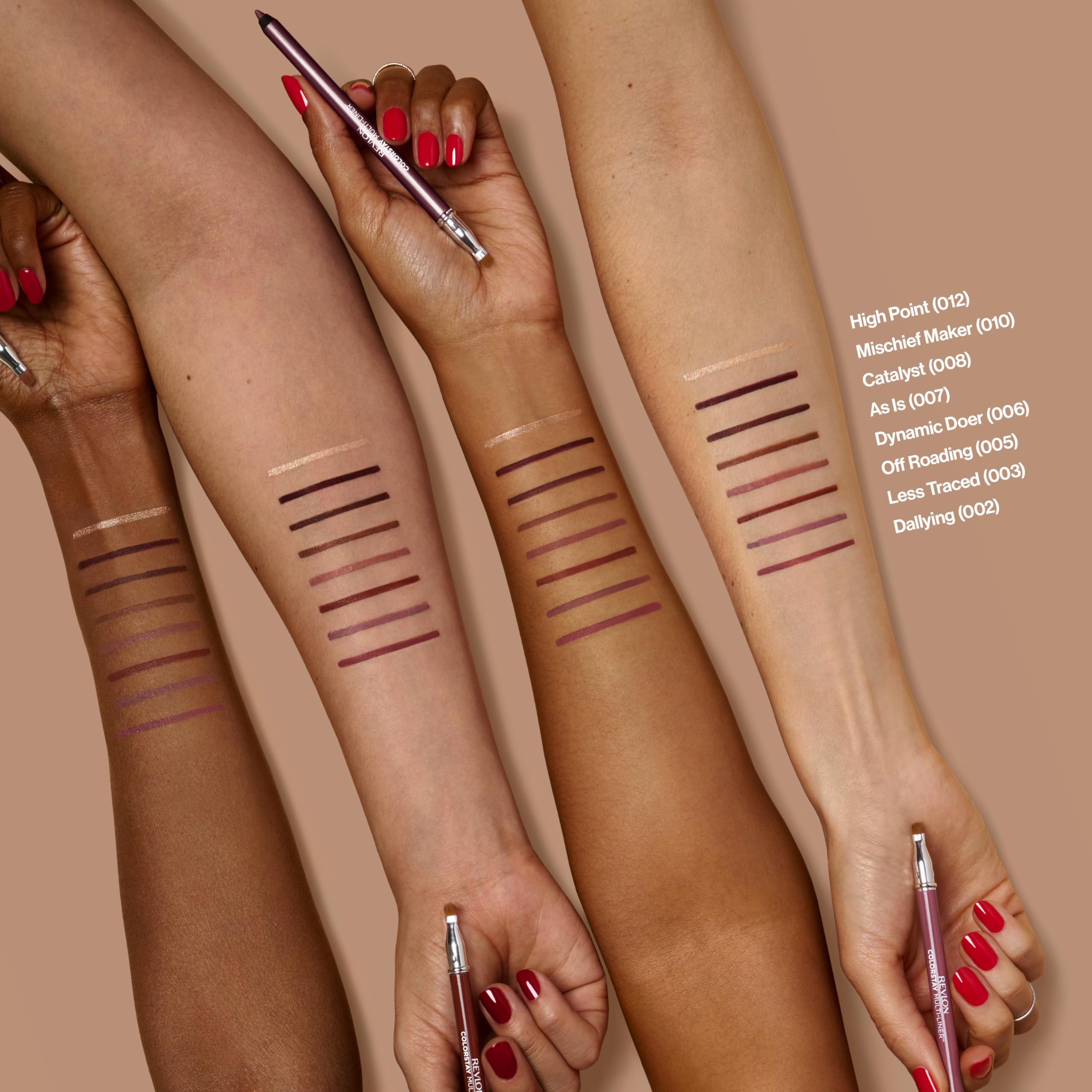 Revlon ColorStay Multi-Liner lip application being demonstrated.
