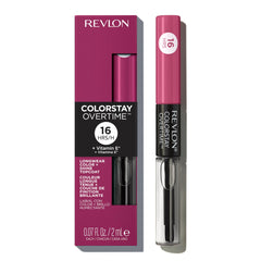 Dual-ended REVLON wand shows liquid lipstick and clear gloss topcoat.