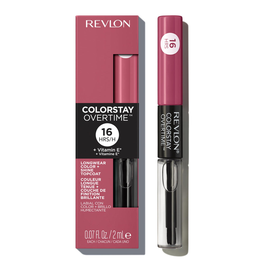 Revlon ColorStay Overtime Lipcolor gloss topcoat application adds shine and moisture.