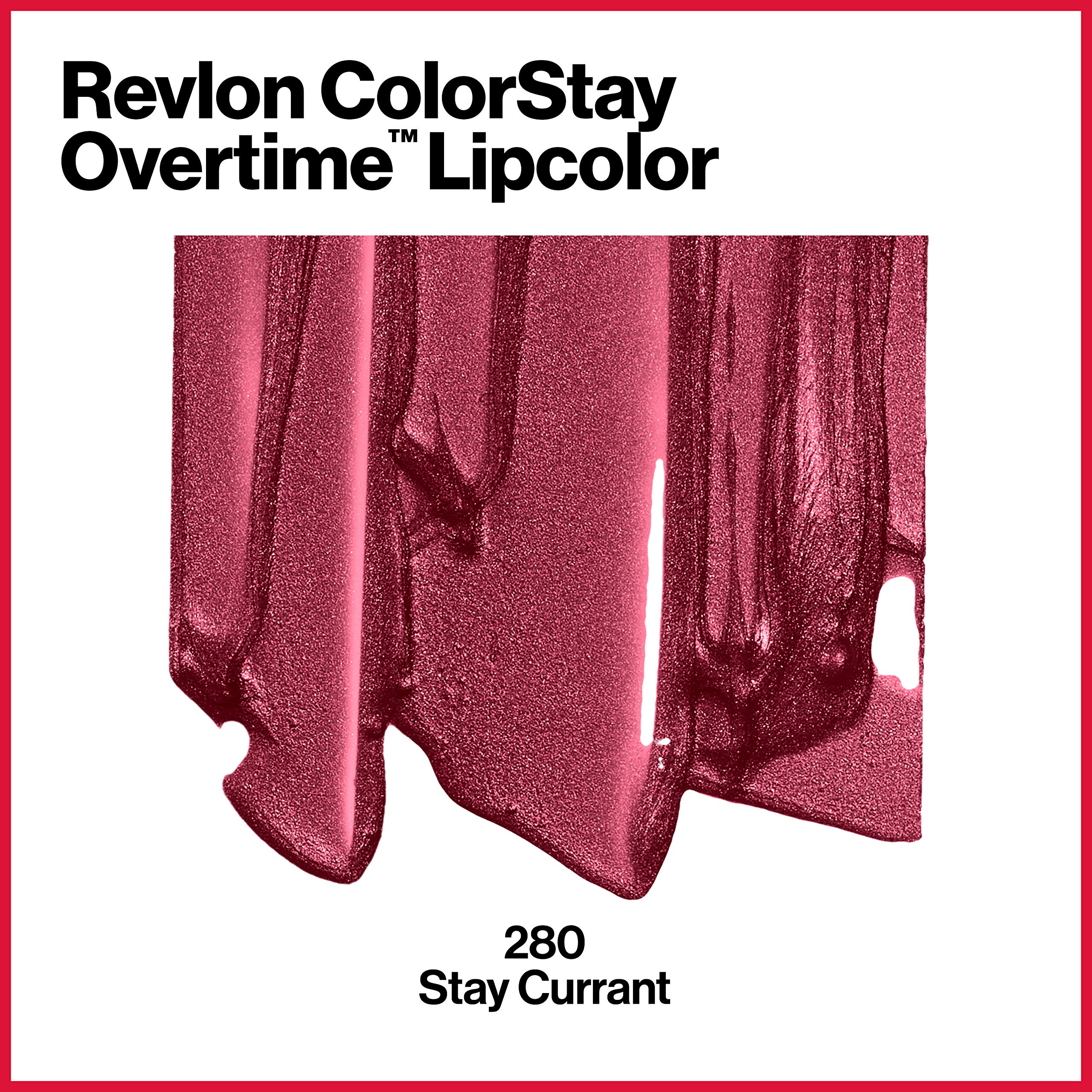 Revlon ColorStay Overtime Lip Color Stay Currant swatches show versatile berry tones