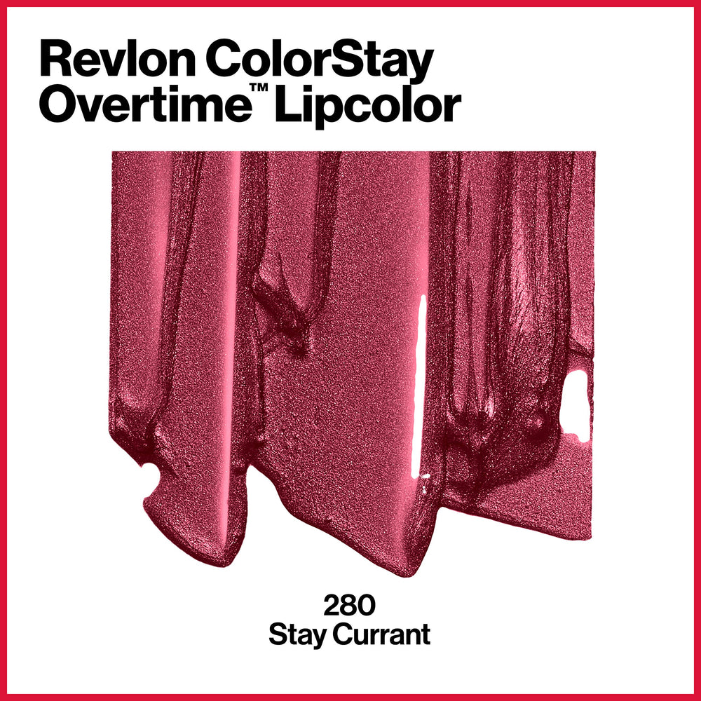 Revlon ColorStay Overtime Lip Color Stay Currant swatches show versatile berry tones