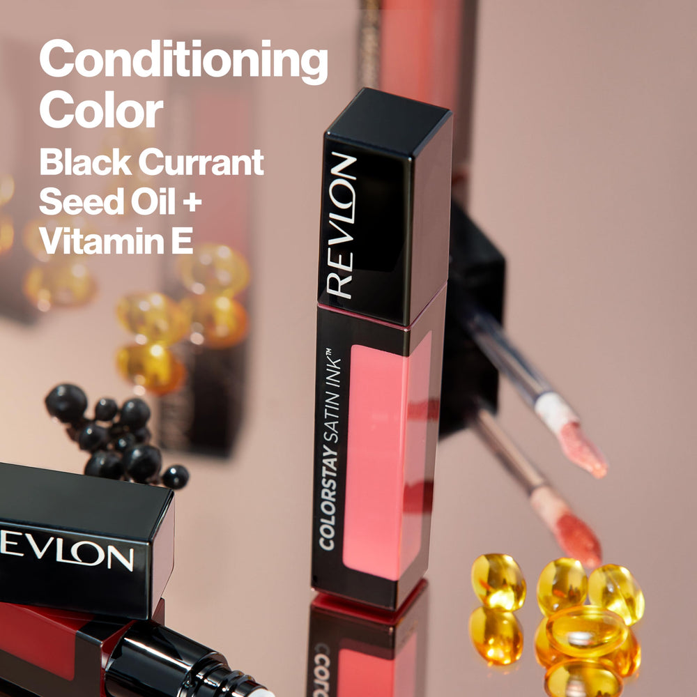 REVLON Satin Ink Hidratación: aceite de semilla de grosella negra para labios