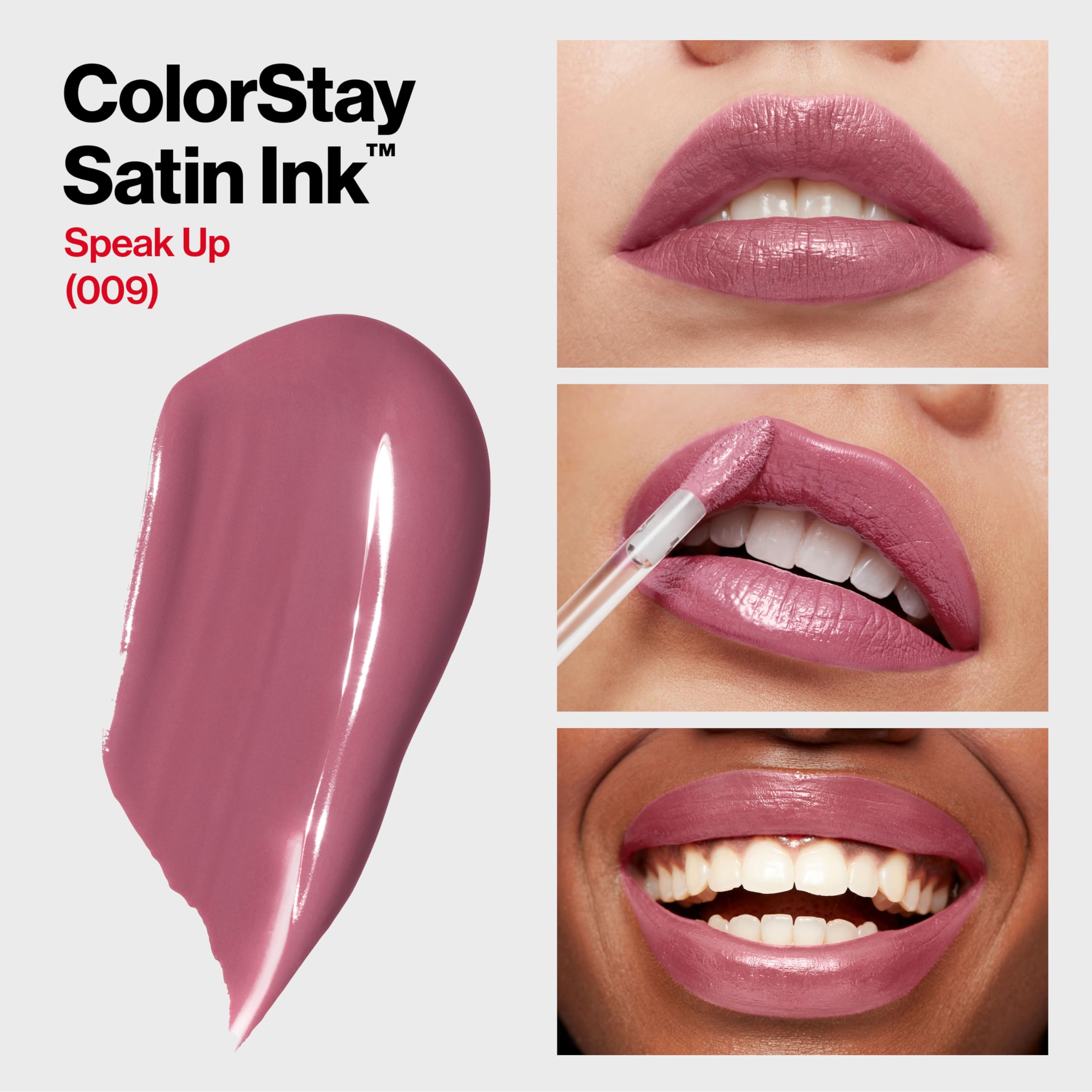 Revlon Satin Ink wand application close-up suggests one-step color and smooth glide