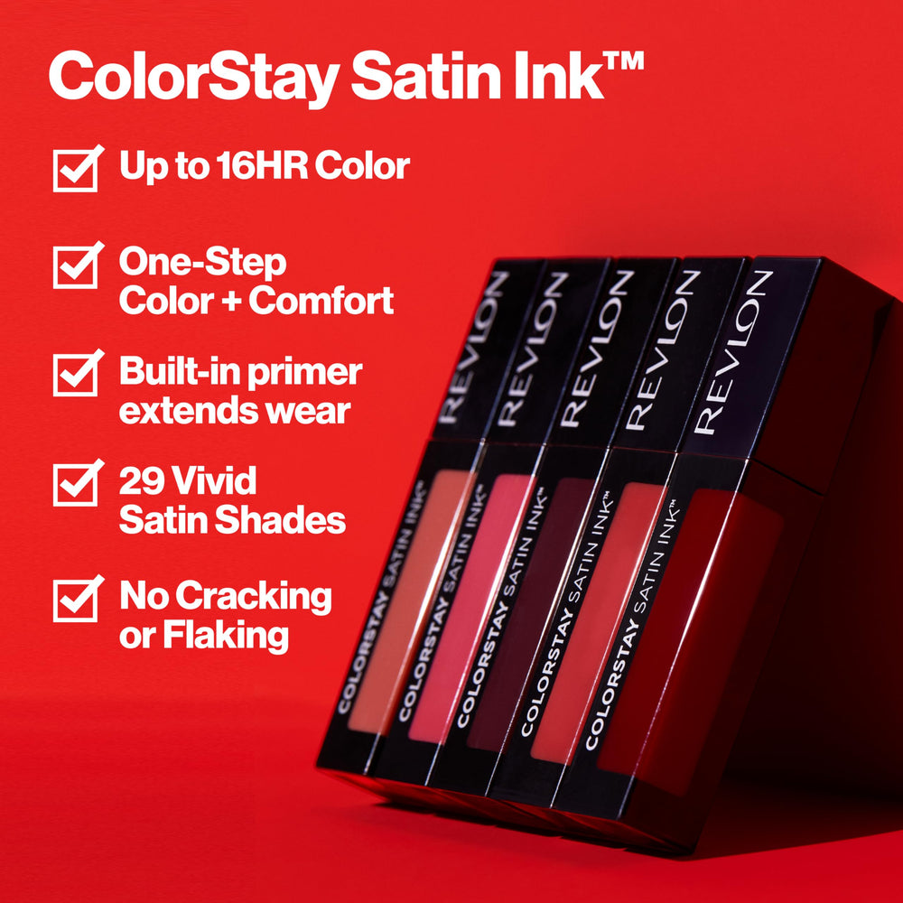 Textura crema satinada de REVLON ColorStay Satin Ink para confort diario.