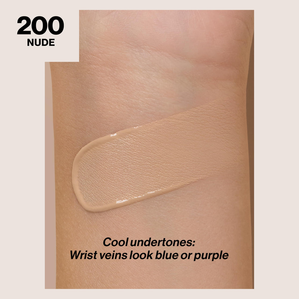 Revlon ColorStay swatches lineup showcases 43 shades for diverse skin tones.