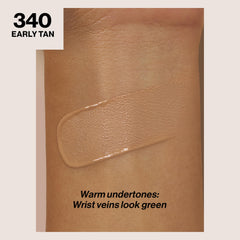 Revlon ColorStay swatches Early Tan for warm shade match.