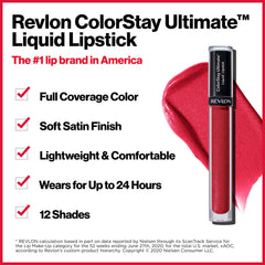 Revlon ColorStay Ultimate Liquid Lipstick transfer-proof on lips showcases stay-put confidence