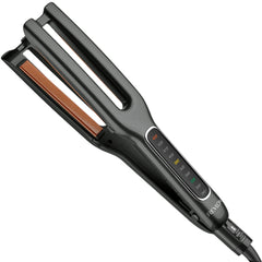 REVLON Double Straight plates close-up showing even heat for smoother results.