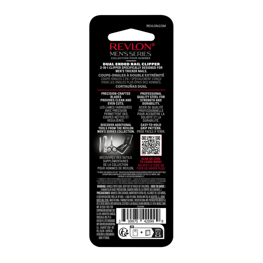 REVLON dual-ended clipper close-up showing sharp blades