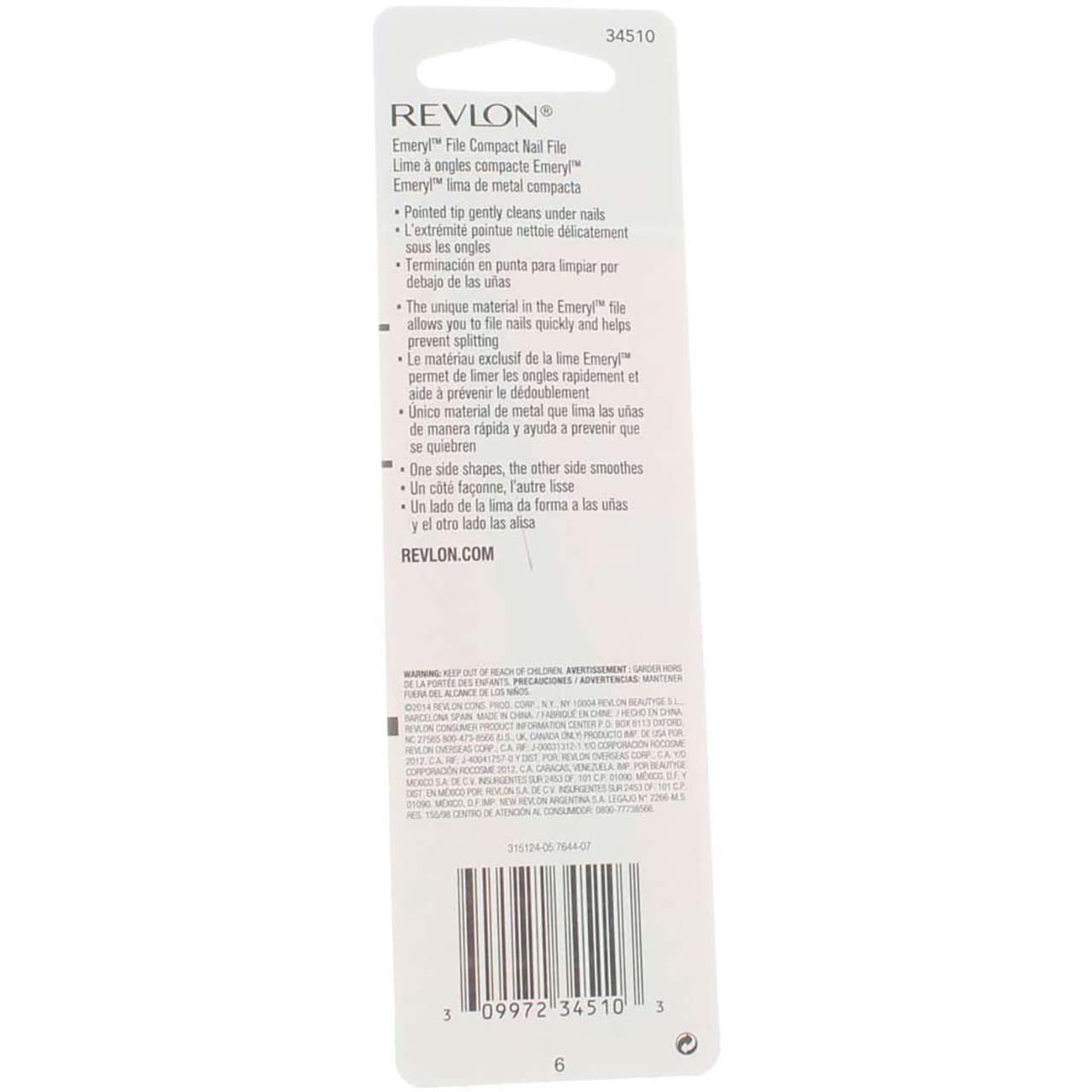 REVLON Emeryl File two-sided design shapes and smooths nails.