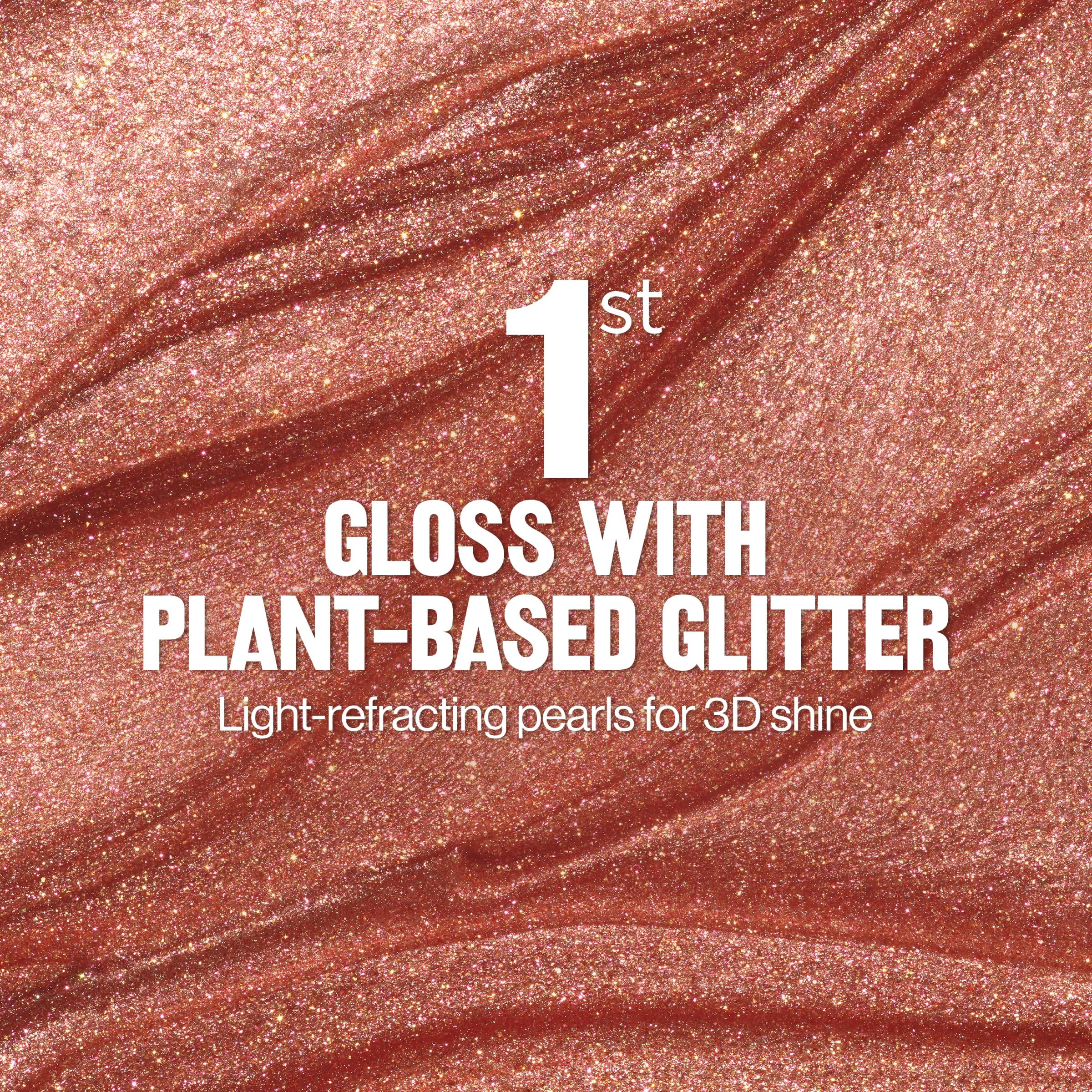 REVLON Glimmer Gloss close-up emphasizes light-reflecting pearls for dimensional sparkle.