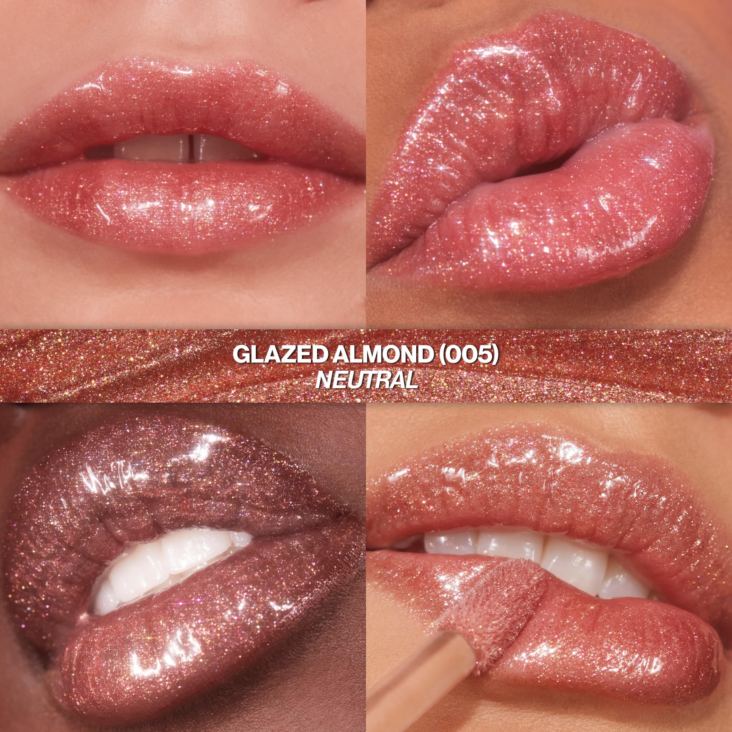 REVLON Glimmer Gloss plant-based glitter detail on cap highlights eco-friendly design.