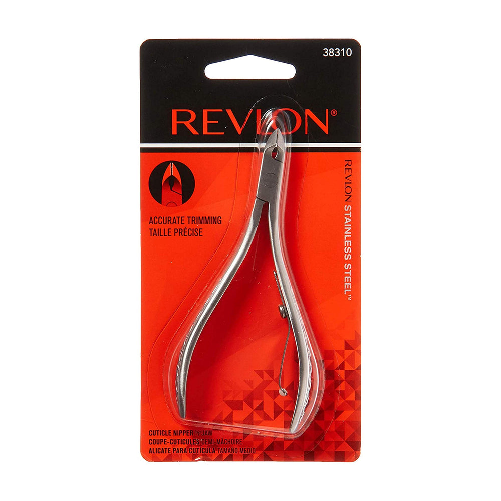 Revlon Half Jaw Cuticle Nipper in use for delicate trimming.