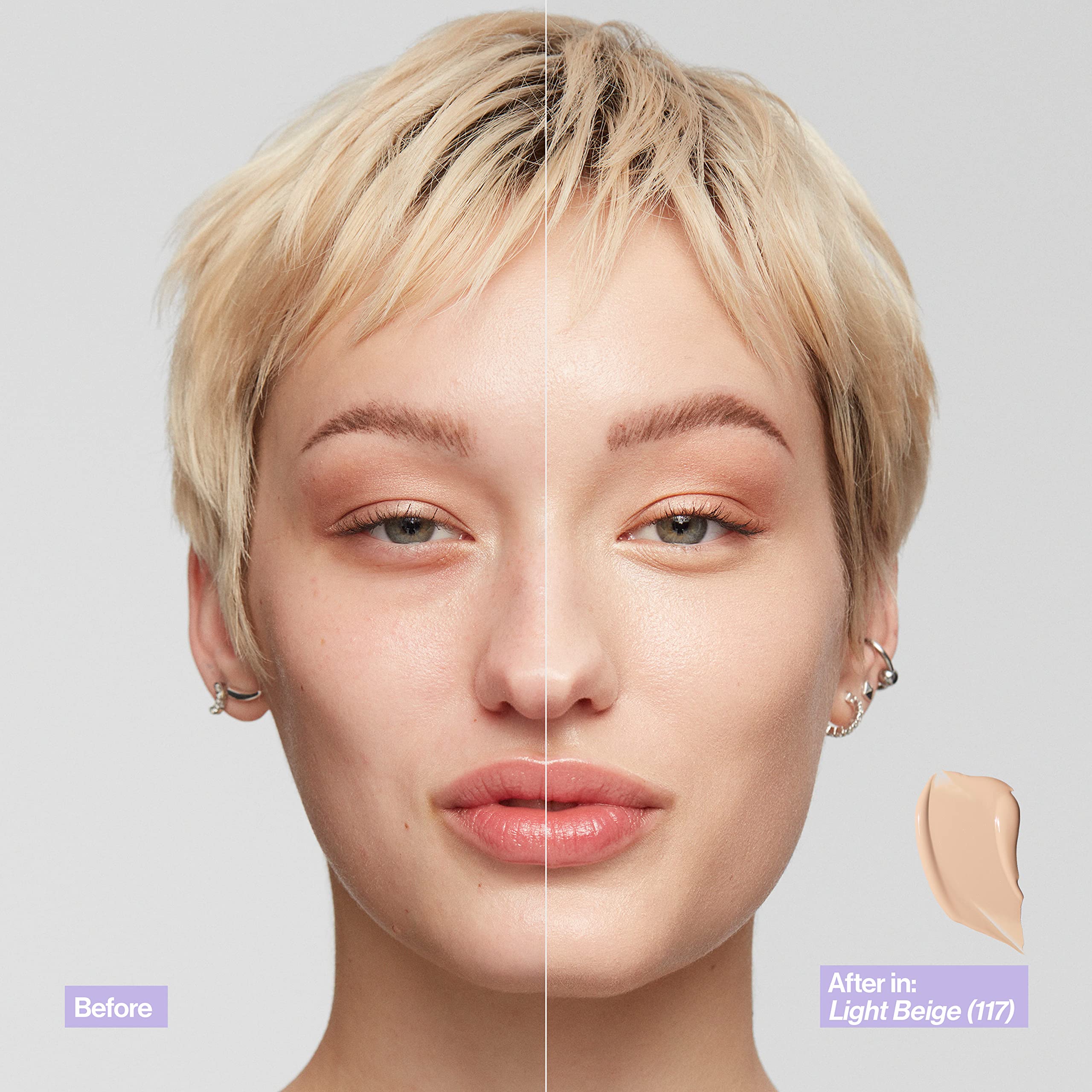 Revlon Illuminance, textura cremosa, se desliza para cobertura media.