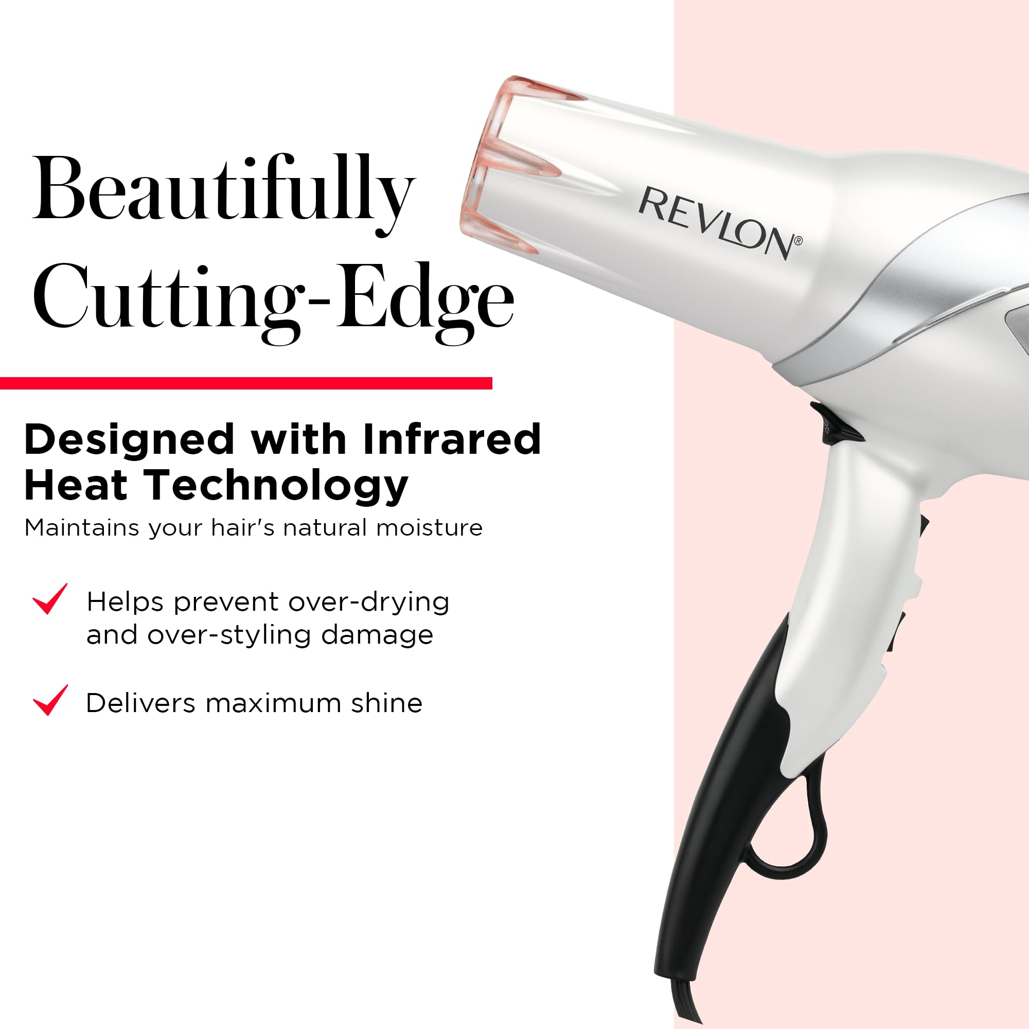 REVLON Infrared Hair Dryer with Concentrator for precise styling at home.