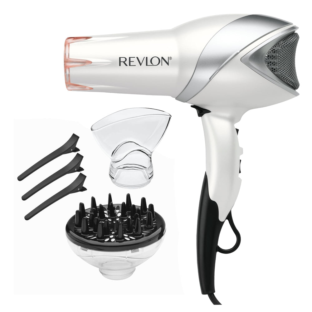 REVLON Infrared Hair Dryer with Diffuser for frizz control and shine.