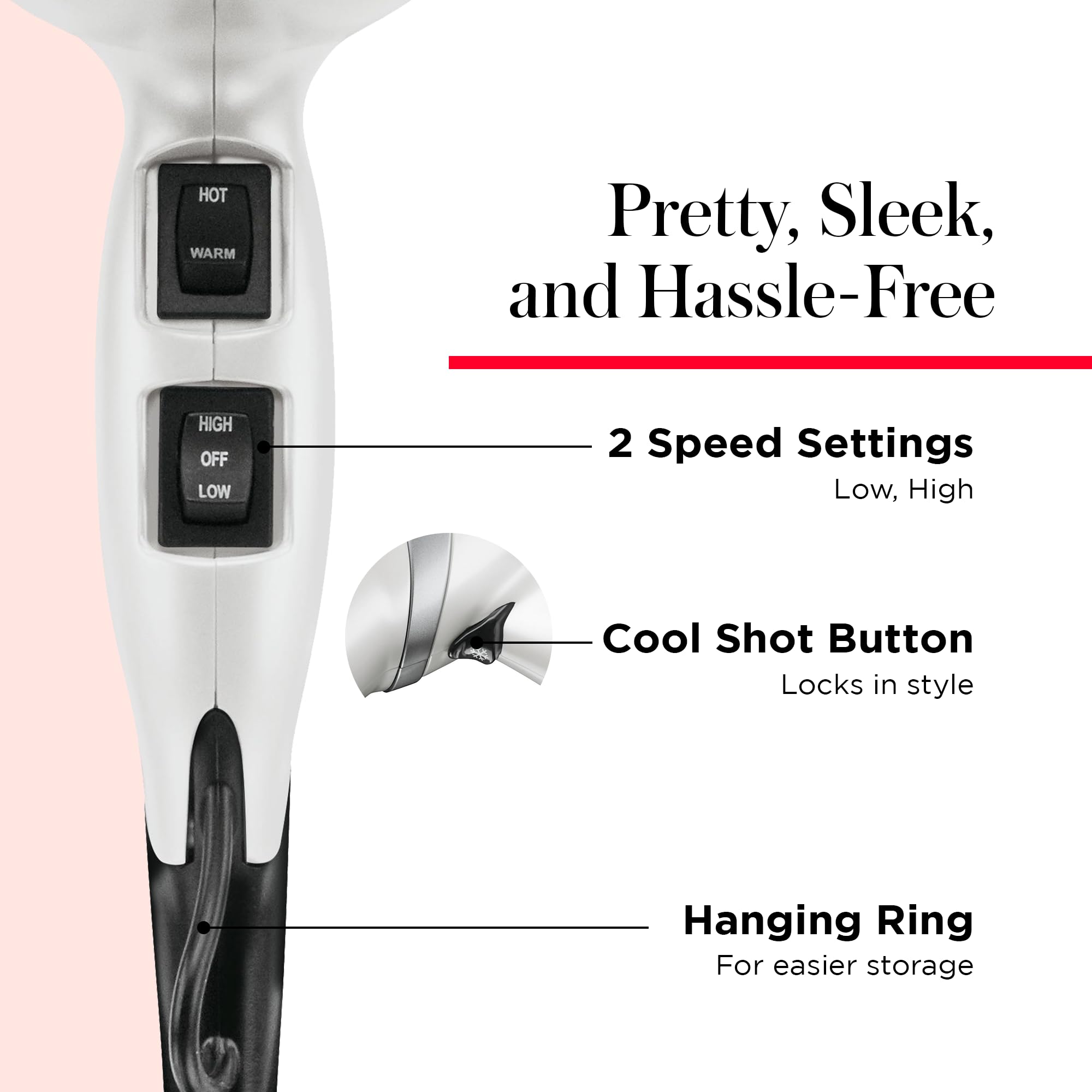 REVLON Infrared Hair Dryer front view in white sleek design.