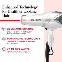 REVLON Infrared Hair Dryer with tourmaline ionic technology for a sleek finish.