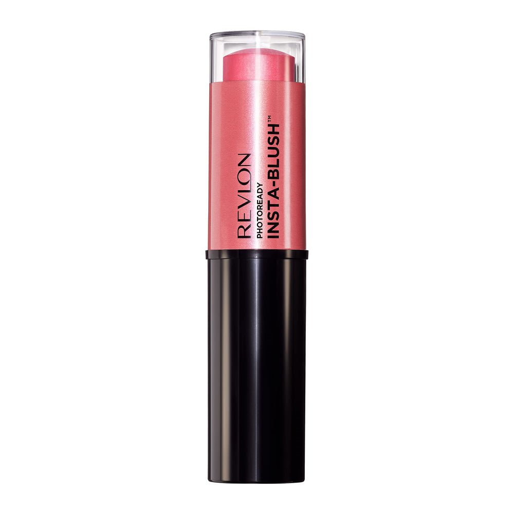 Revlon Insta-Blush Stick Candy Kiss application demonstrates easy dab-and-blend for natural flush.