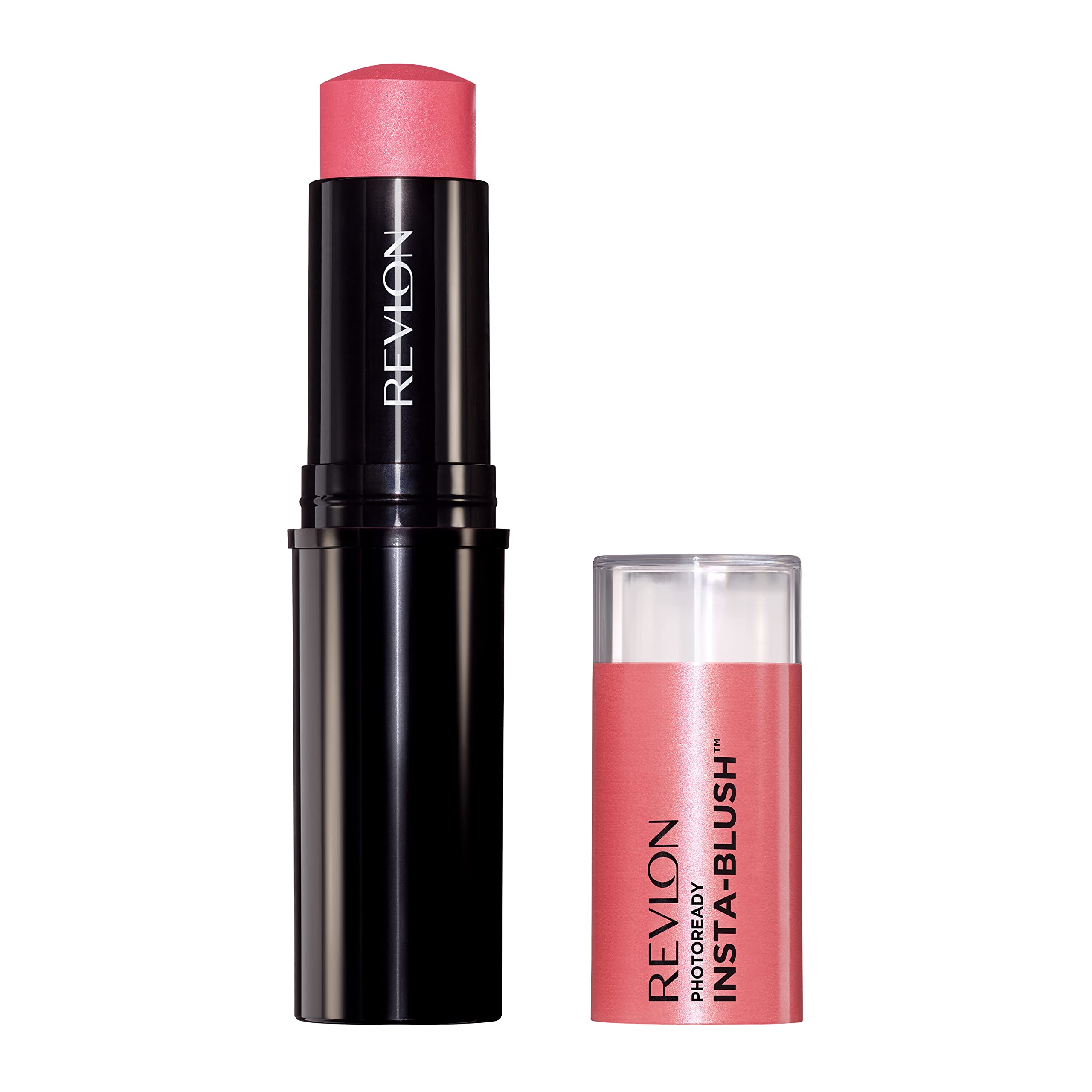 Revlon Insta-Blush Stick Candy Kiss packaging shows portable blush for on-the-go color touchups.