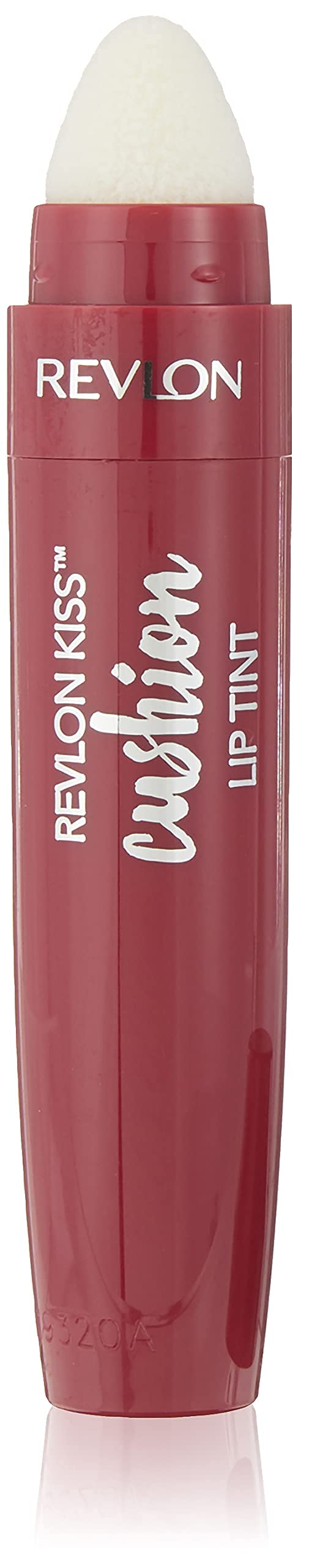Revlon Kiss Cushion Lip Tint Naughty Mauve closeup shows plush balm-like finish.