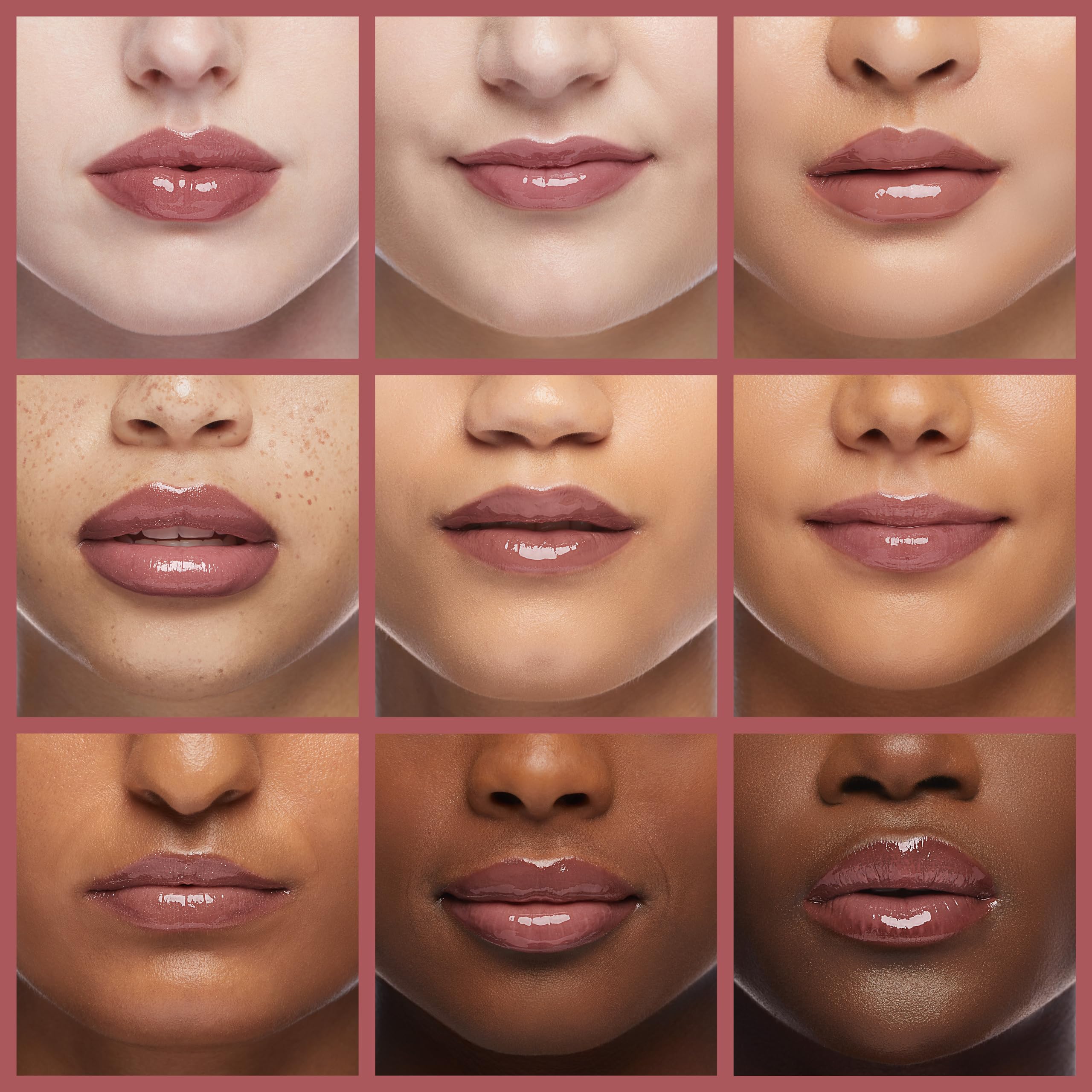 REVLON Glossed Up Rose lipstick application close-up showing glassy color and hydration