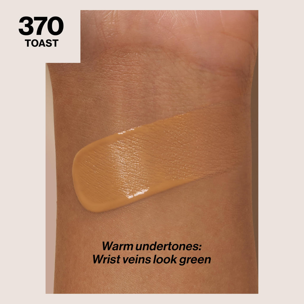 Revlon ColorStay foundation swatches showing 24 shade range for diverse skin tones