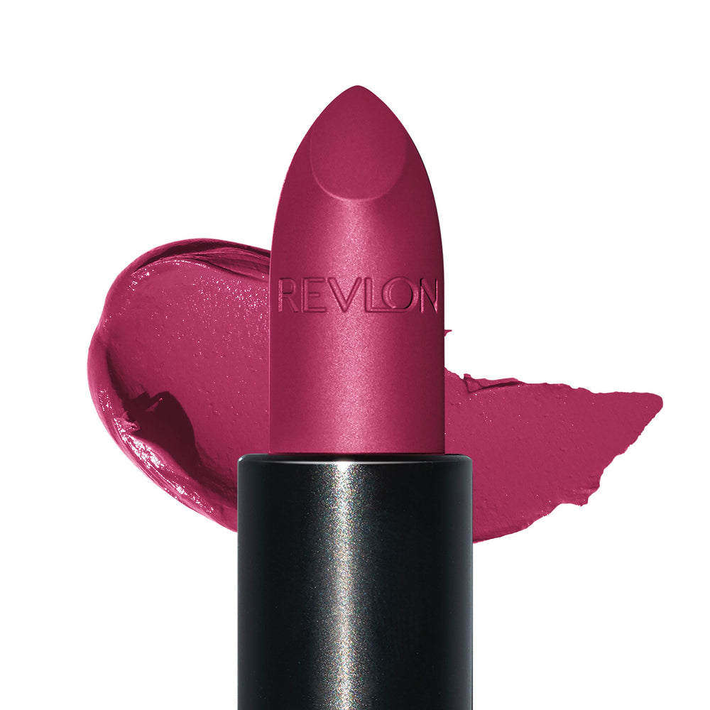 Revlon Luscious Mattes packaging close-up with soft-matte black tube and gold accents