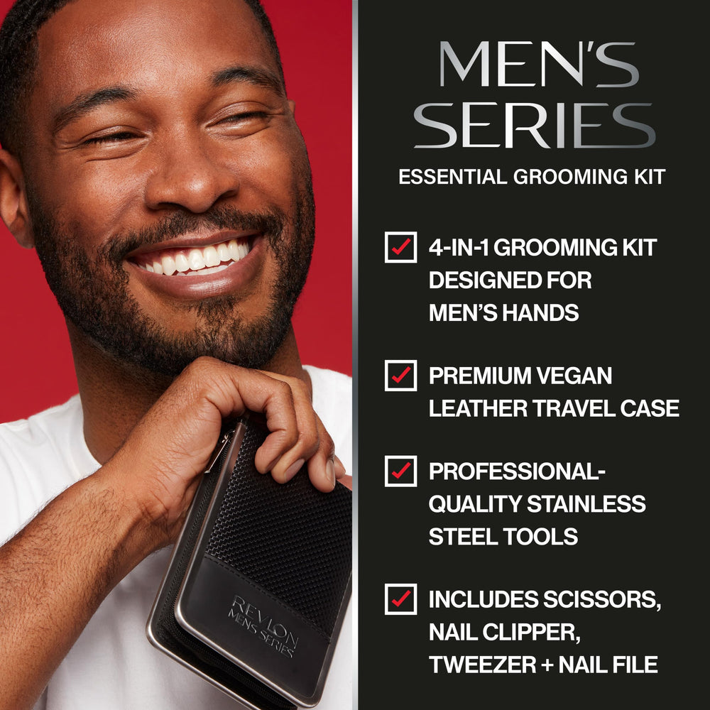 REVLON Men’s Safety Scissors image highlights wide rounded tips for safe grooming.