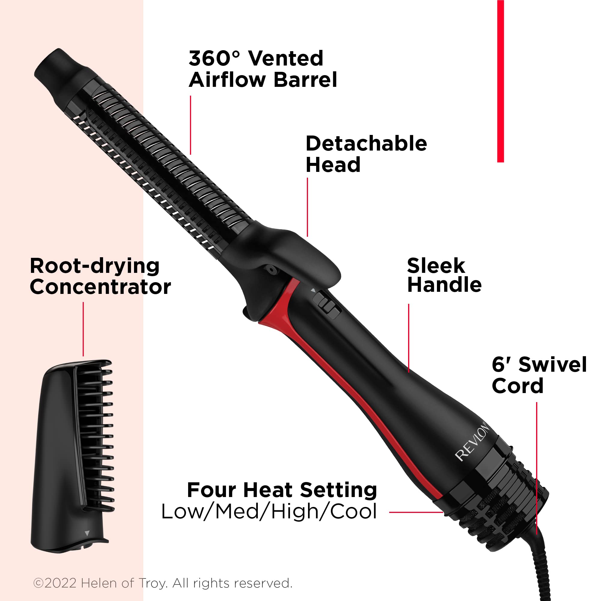 REVLON One-Step Blowout Styler detachable barrel for travel-ready setup