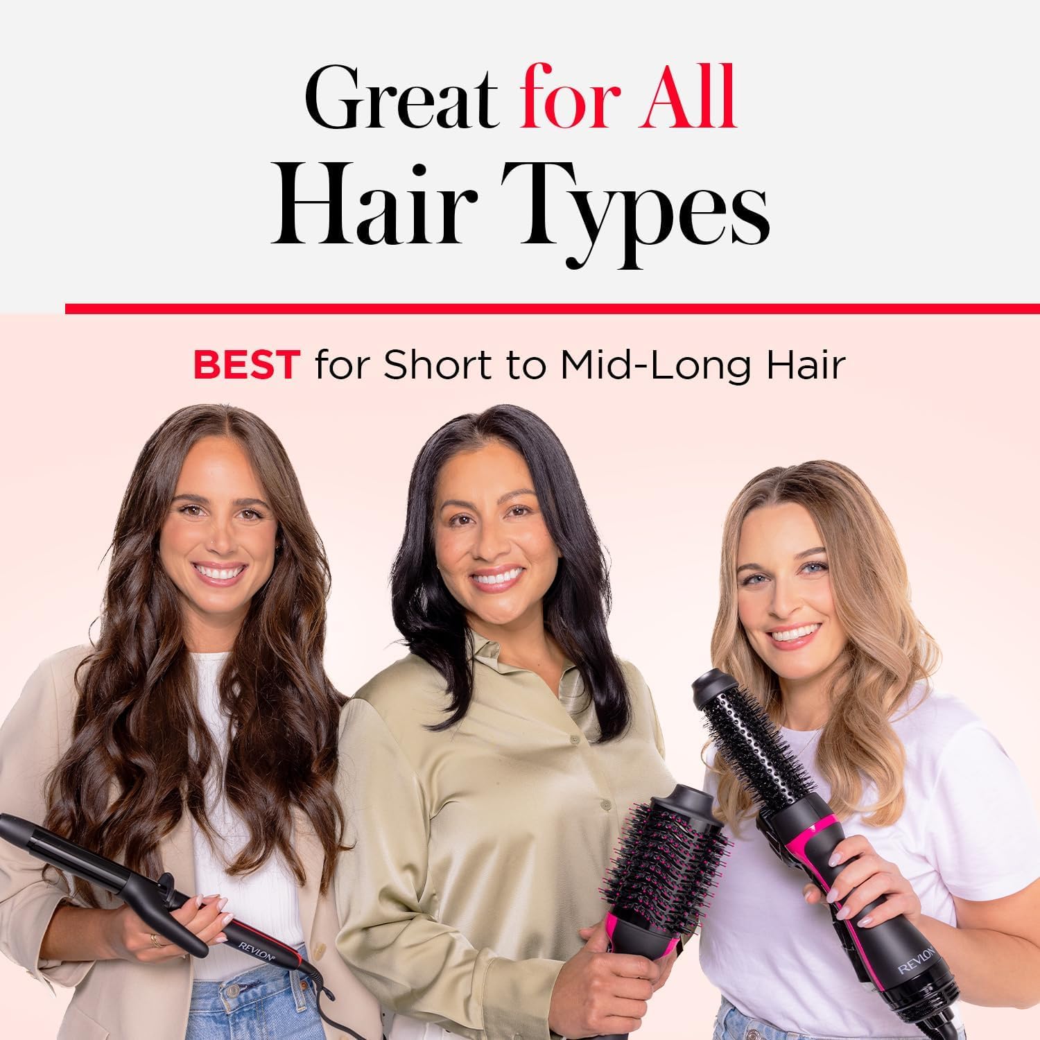 REVLON One-Step cool shot helps set the finished style.