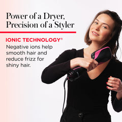 REVLON One-Step cool-shot feature helps lock in styles with a precise finish.