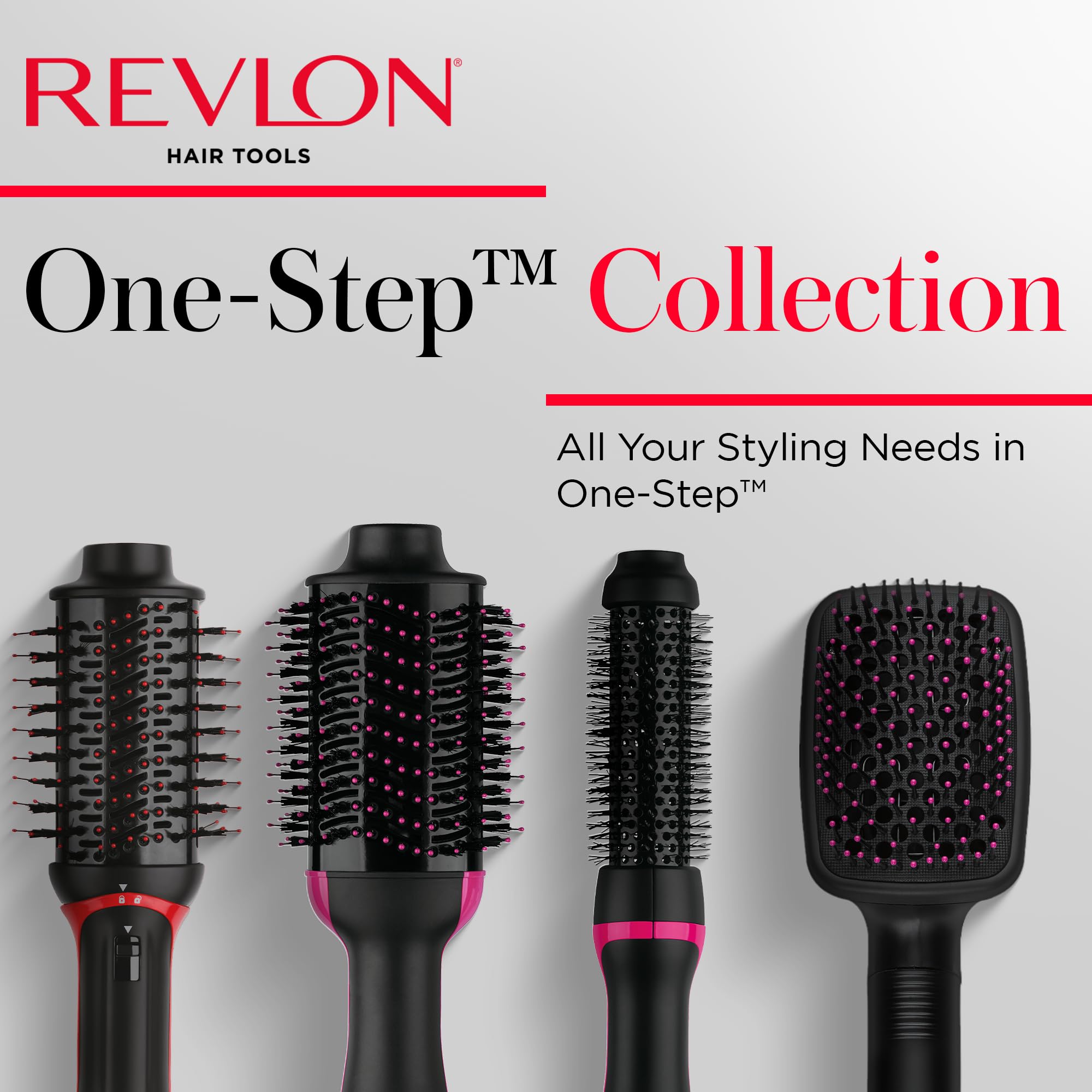 REVLON One-Step at-home salon look image suggests professional results with ease.